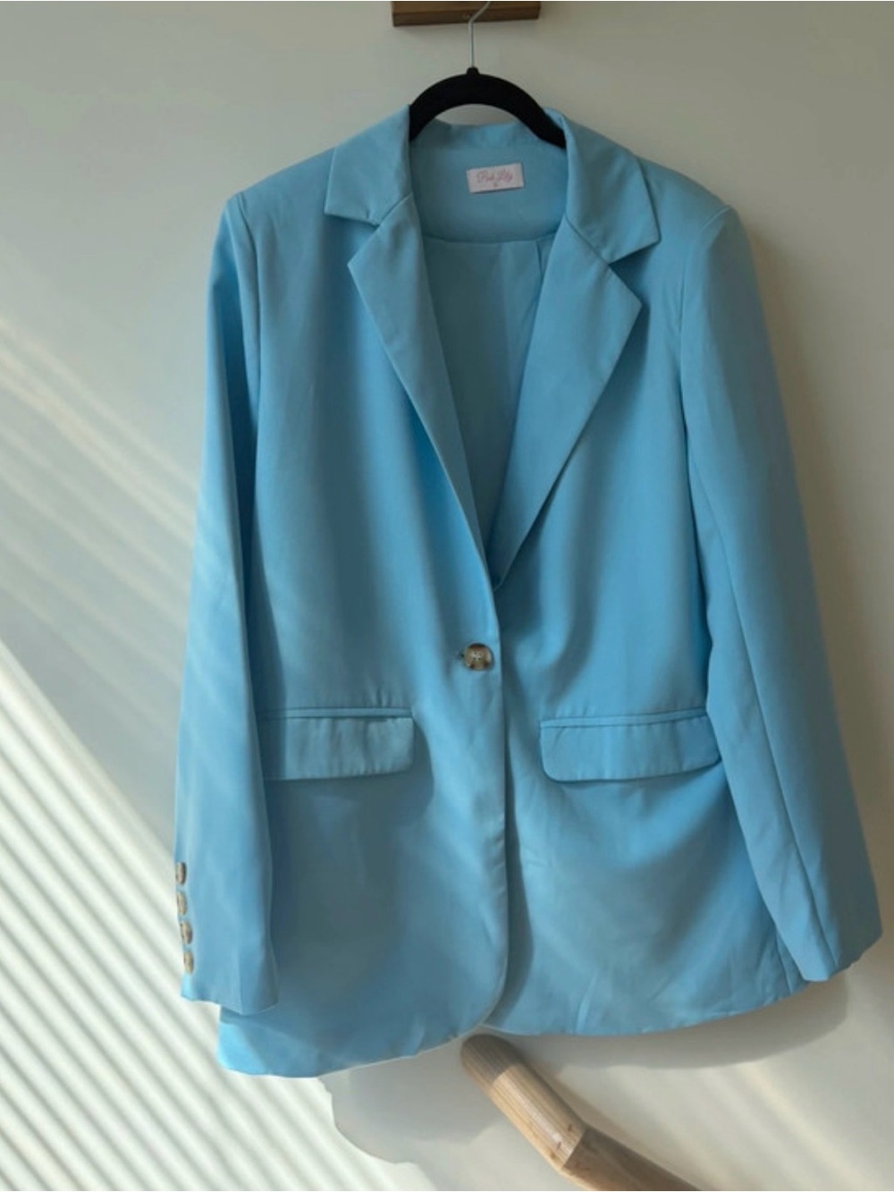 Pink Lily Light Blue Single-Button Blazer
